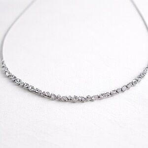 Givenchy Signed Crystal Necklace - Silver Tone Tennis Style - 18 Inch